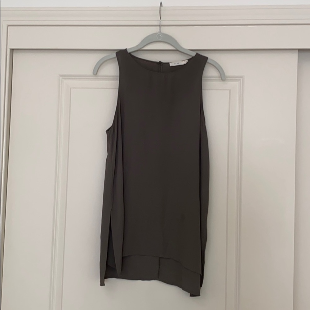 Olive green sleeveless blouse